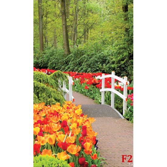 Wallpapers mural gardens with tulips and white catwalk