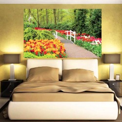 Wallpapers mural gardens with tulips and white catwalk Wallpapers mural gardens with tulips and white catwalk