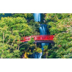 Photo murals waterfall on the skate with red bridge