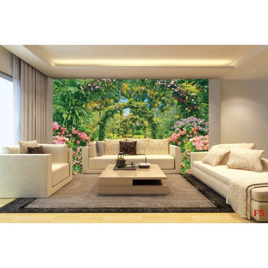 Wallpapers mural wonderful gardens arc with flowers 3d