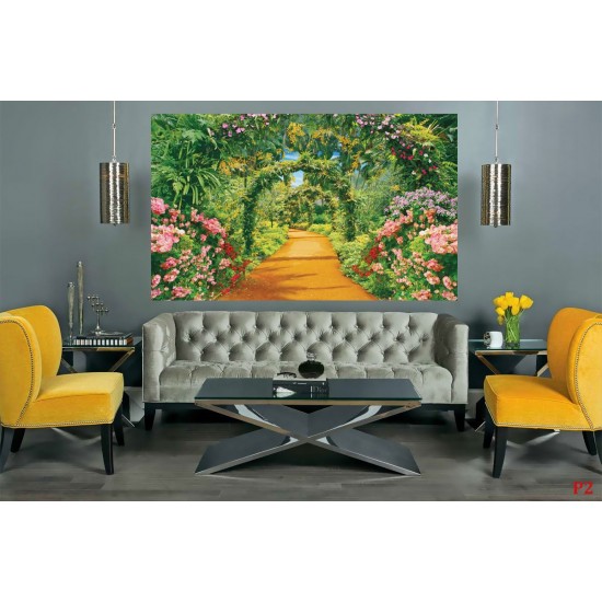 Wallpapers mural wonderful gardens arc with flowers 3d