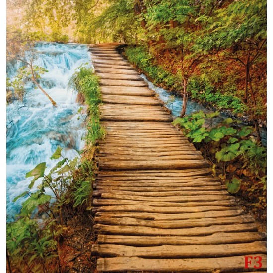 Wall mural wooden path near a river Wall mural wooden path near a river