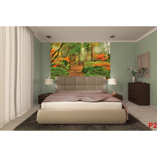 Photo mural wooden forest bridge 2