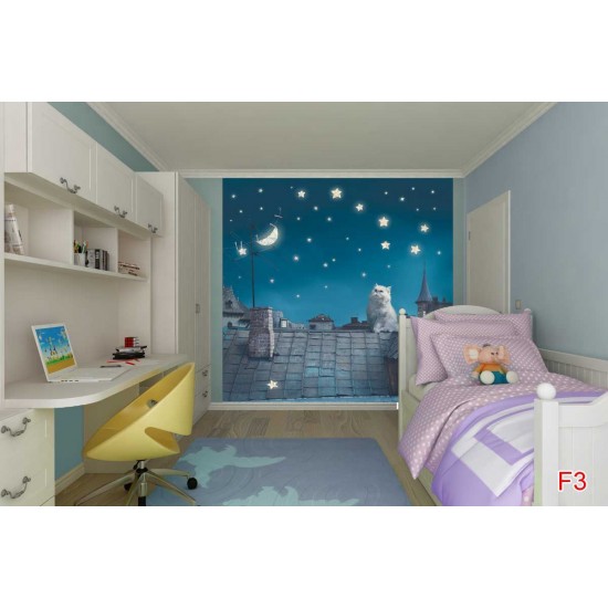 Wall mural cat on the roof Wall mural cat on the roof