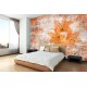 Wall murals art with inscriptions and flowers in gray and orange Wall murals art with inscriptions and flowers in gray and orange