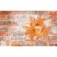 Wall murals art with inscriptions and flowers in gray and orange Wall murals art with inscriptions and flowers in gray and orange