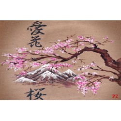 Wallpapers mural Chinese pattern with pink branch