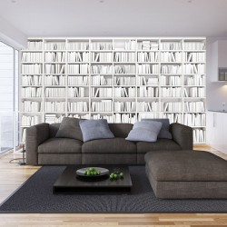 Wall murals art white books library