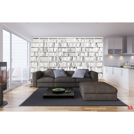 Wall murals art white books library Wall murals art white books library