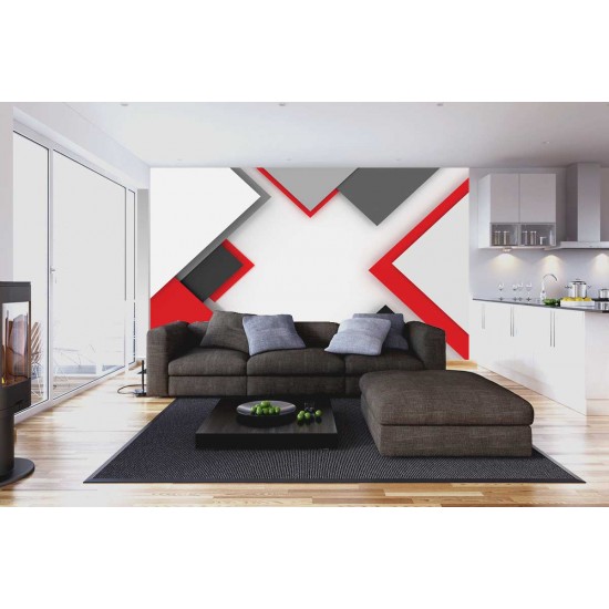 Wall murals geometric design wall in black and red Wall murals geometric design wall in black and red