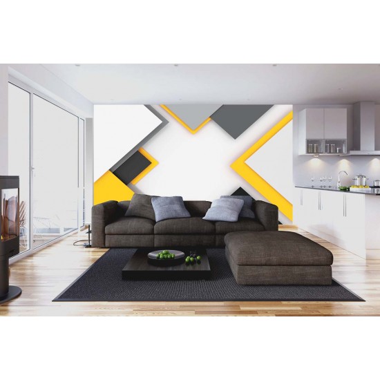 Wall murals geometric design wall in green and yellow Wall murals geometric design wall in green and yellow