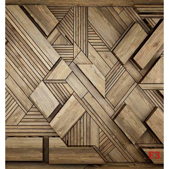 Wall murals geometric designer wall with wooden elements Wall murals geometric designer wall with wooden elements