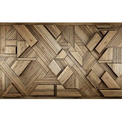 Wall murals geometric designer wall with wooden elements