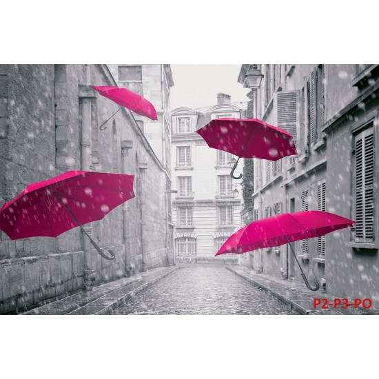 Wall murals art umbrellas in black and pink Wall murals art umbrellas in black and pink