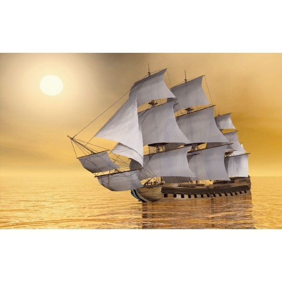 Wallpapers mural old sailing ship in yellow