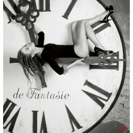 Wallpapers mural black-white round clock with a girl Wallpapers mural black-white round clock with a girl