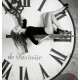 Wallpapers mural black-white round clock with a girl Wallpapers mural black-white round clock with a girl