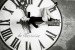 Wallpapers mural black-white round clock with a girl