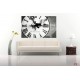 Wallpapers mural black-white round clock with a girl Wallpapers mural black-white round clock with a girl
