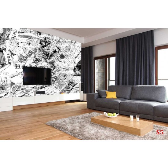 Wall mural art panel old newspapers in grey Wall mural art panel old newspapers in grey