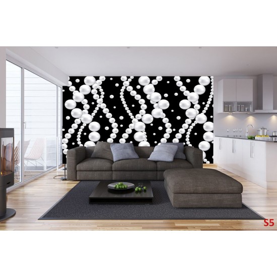 Wall murals black-white pearls