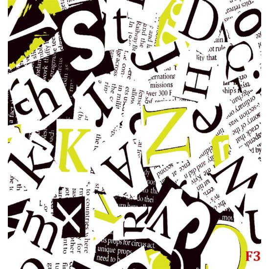 Wall murals art collage from lettering in 2 colors