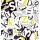 Wall murals art collage from lettering in 2 colors