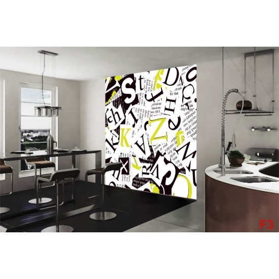 Wall murals art collage from lettering in 2 colors