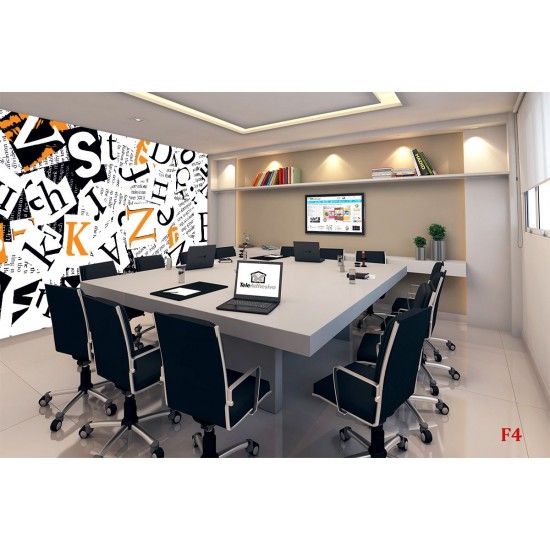 Wall murals art collage from lettering in 2 colors
