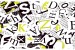 Wall murals art collage from lettering in 2 colors