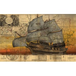 Wallpapers mural antique map with sailing ship Wallpapers mural antique map with sailing ship