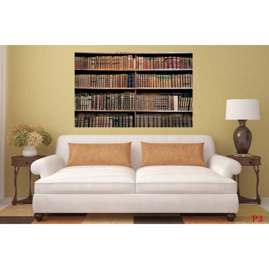 Wallpapers mural retro library with old books