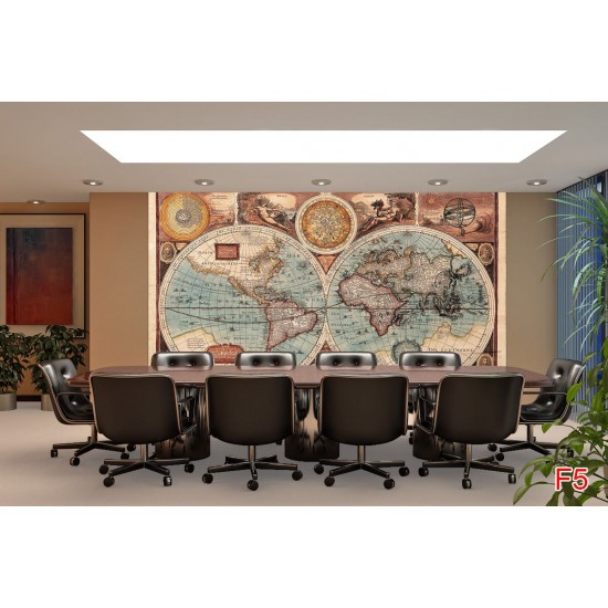 Wallpapers mural old world map in blue hue