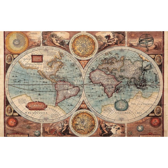 Wallpapers mural old world map in blue hue