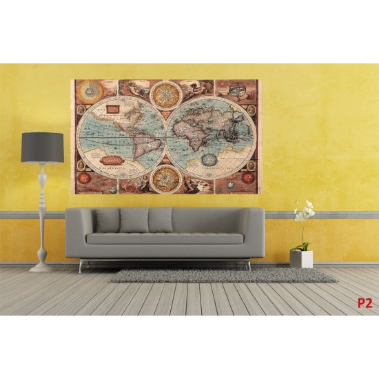 Wallpapers mural old world map in blue hue