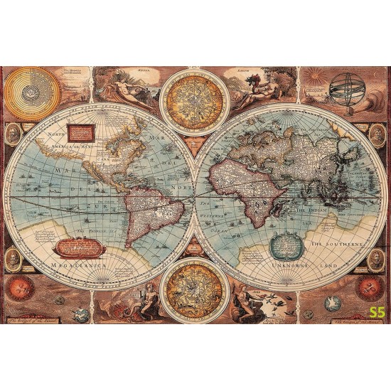 Wallpapers mural old world map in blue hue