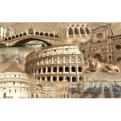Wall murals vintage collage buildings Italy