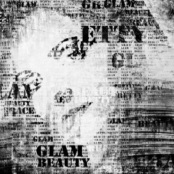 Wall mural art face with inscriptions in black and white