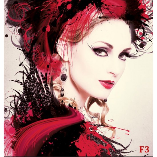 Wallpapers mural art face of a woman with feathers in 3 options