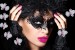 Photo mural fashion model woman with makeup and flowers