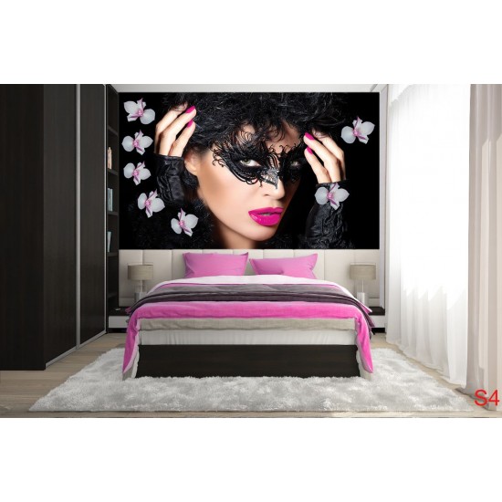 Photo mural fashion model woman with makeup and flowers Photo mural fashion model woman with makeup and flowers