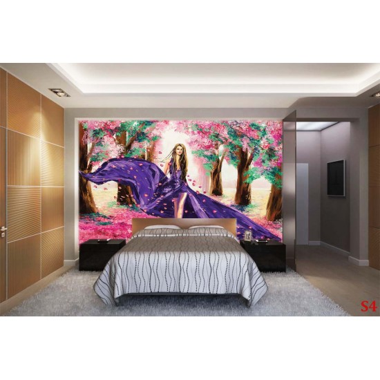 Wallpapers painted figure of a woman in a purple dress