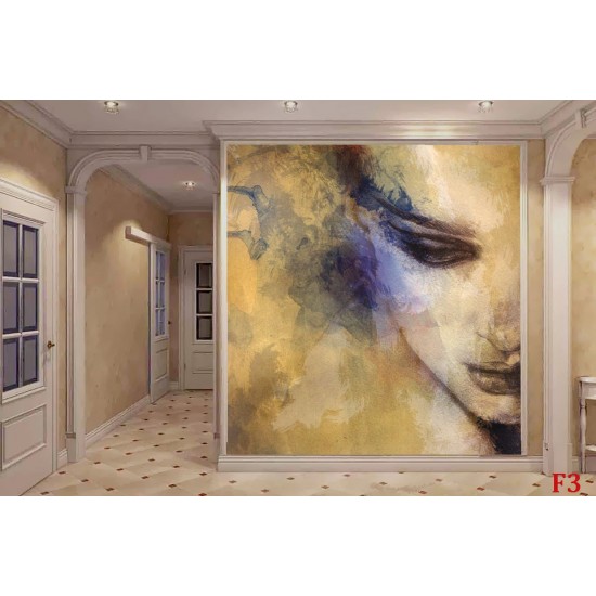 Wallpapers mural painted woman's face in yellow