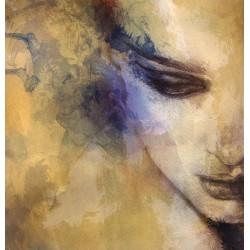 Wallpapers mural painted woman's face in yellow