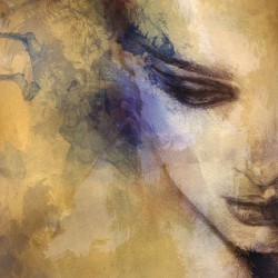 Wallpapers mural painted woman's face in yellow