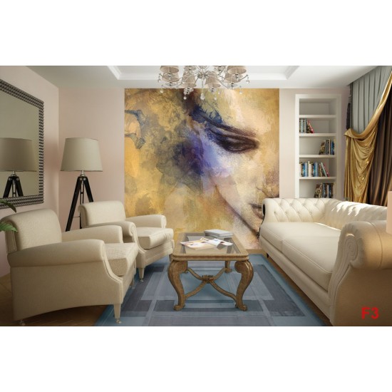 Wallpapers mural painted woman's face in yellow