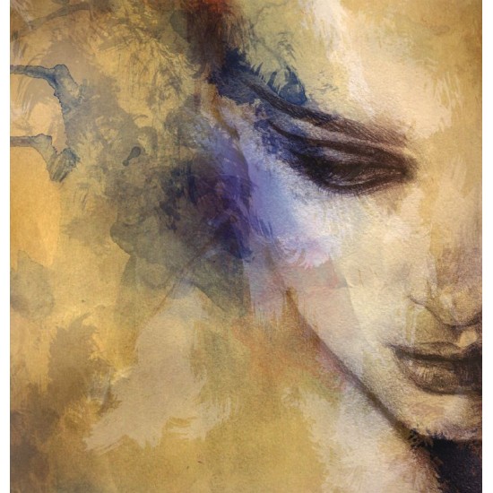 Wallpapers mural painted woman's face in yellow