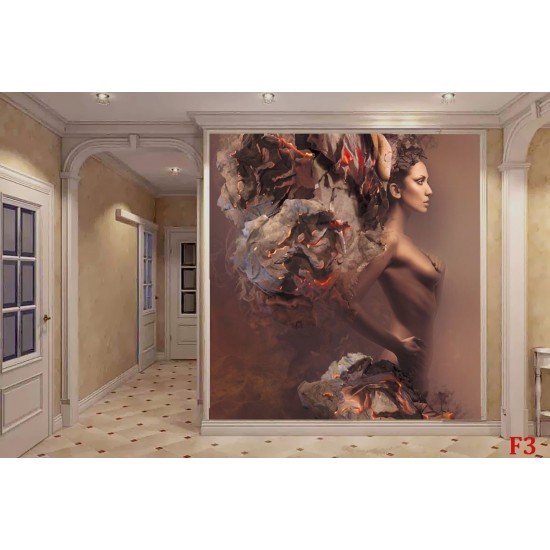 Wall mural art girl model in bronze