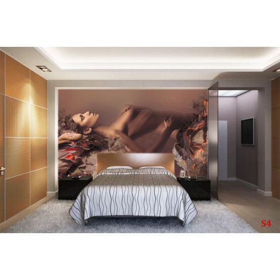 Wall mural art girl model in bronze