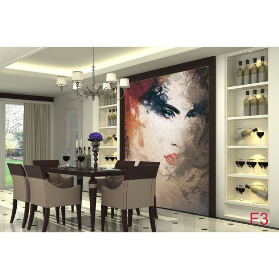 Wallpapers mural beautiful art face of a woman in 2 colors Wallpapers mural beautiful art face of a woman in 2 colors